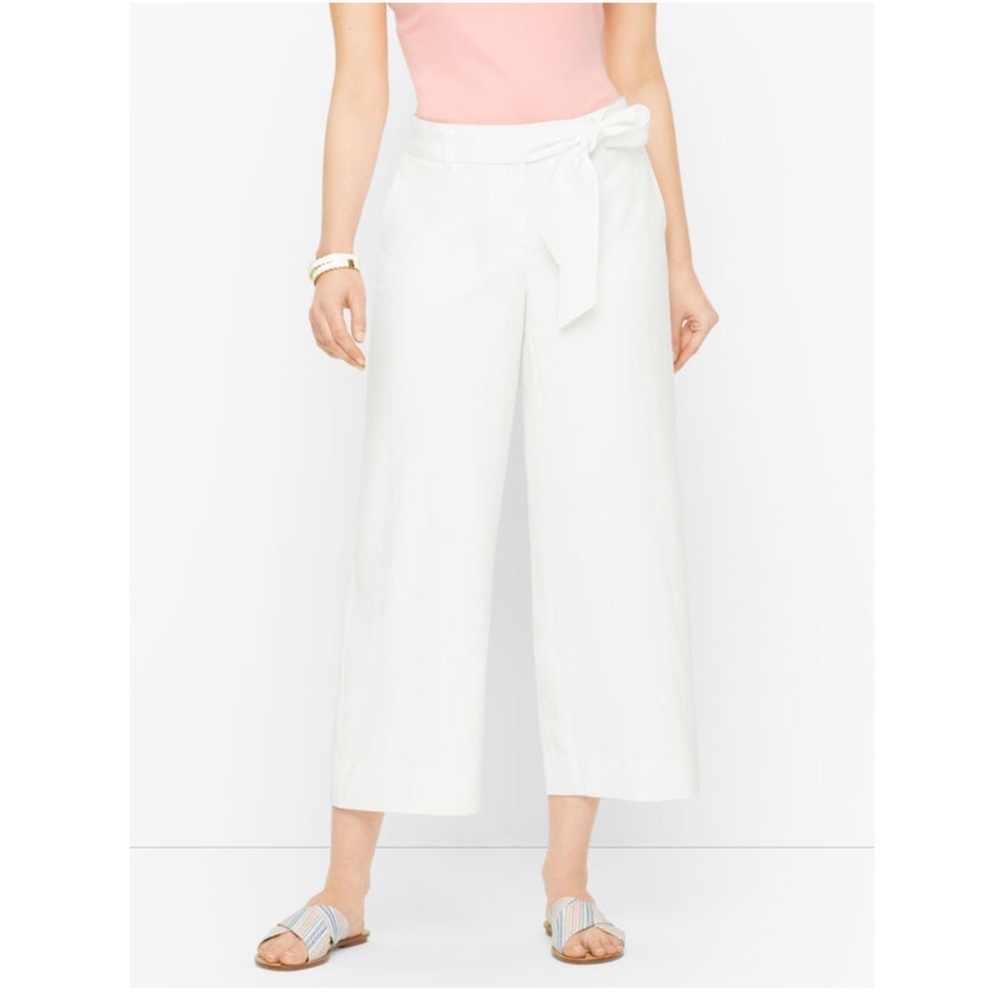 BCBGMAXAZRIA Tie Waist Wide Leg Jeans in White